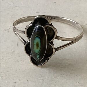 vintage silver abalone flower ring